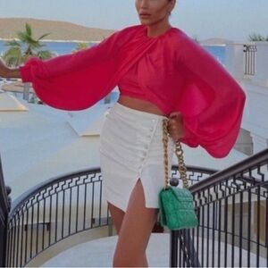 Zara Long Sleeve Cropped Blouse